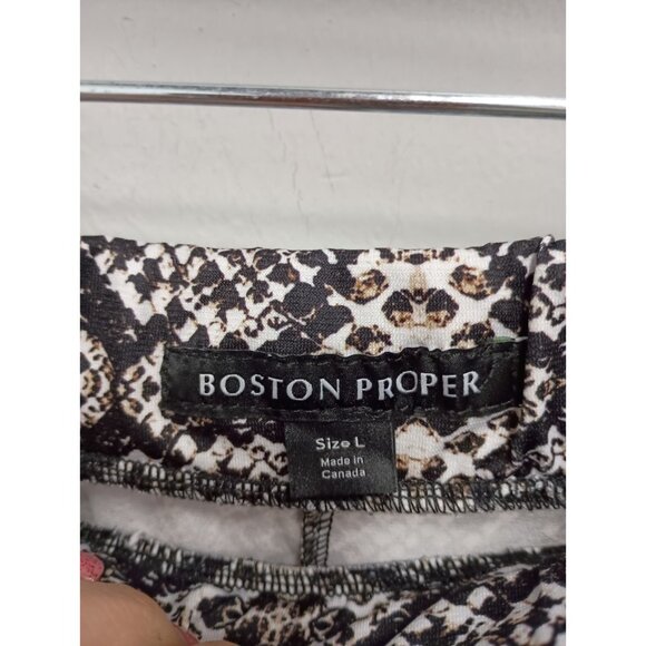 Boston Proper Womens Wide Leg Pants Size Large Brown Animal Print BOHO Vacation - Picture 7 of 9